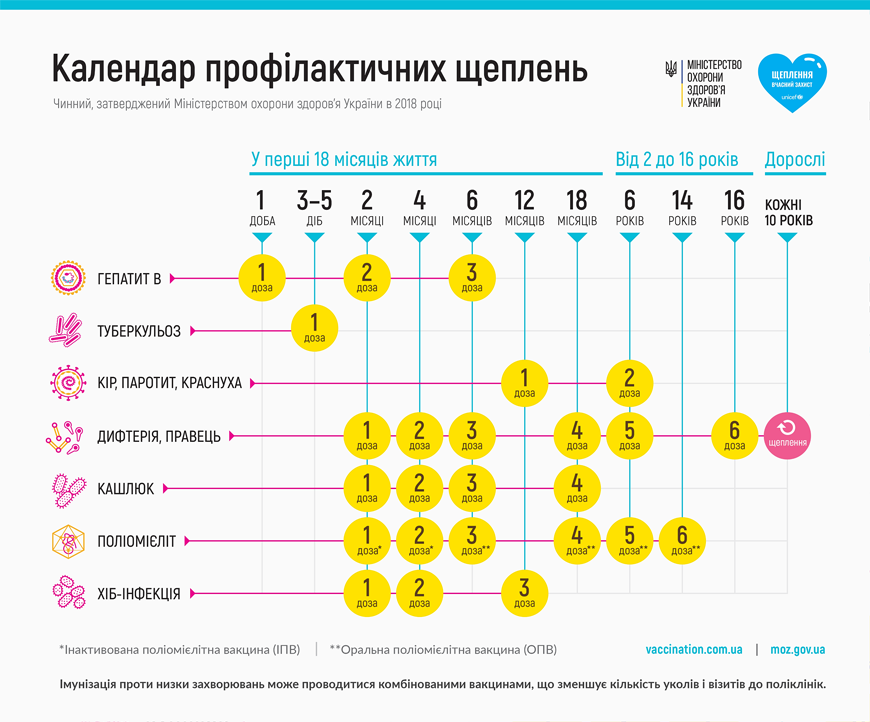 Національний календар профілактичних щеплень