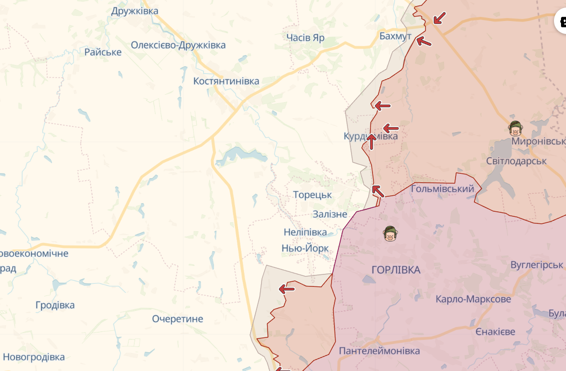 Карта ділянки фронту в Донецькій області станом на 01.12.2022